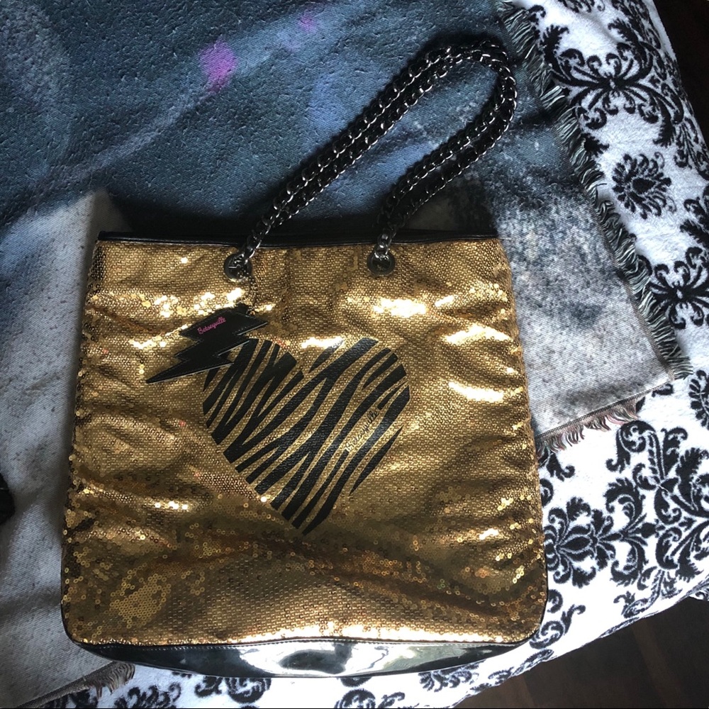 SOLD-Gold Sequins Betsey Johnson tote